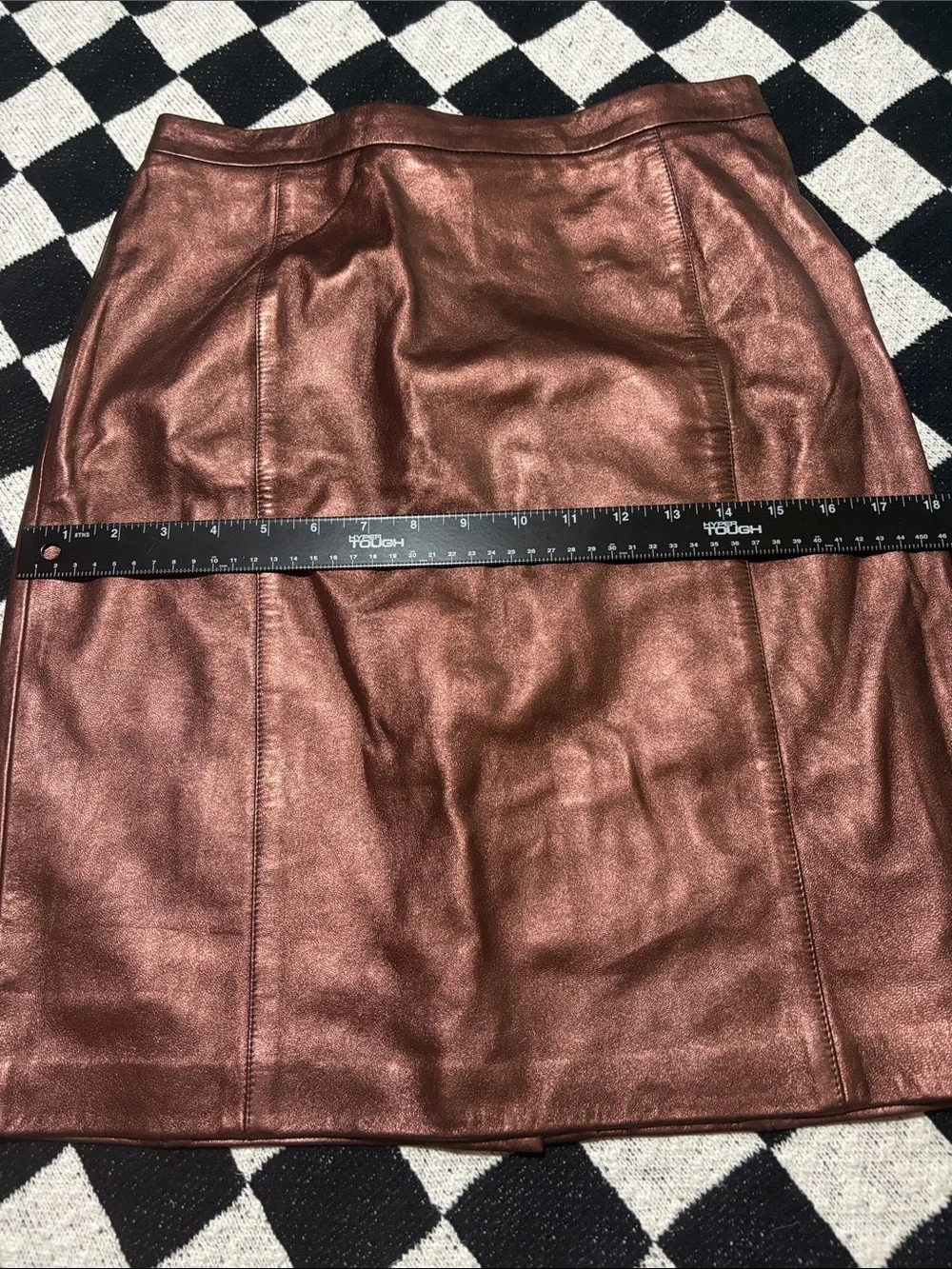Vintage ESCADA Metallic Rose Gold Lambskin Leather Skirt Size EU 38